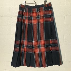 Vintage navy tartan wool blend wrap skirt 12